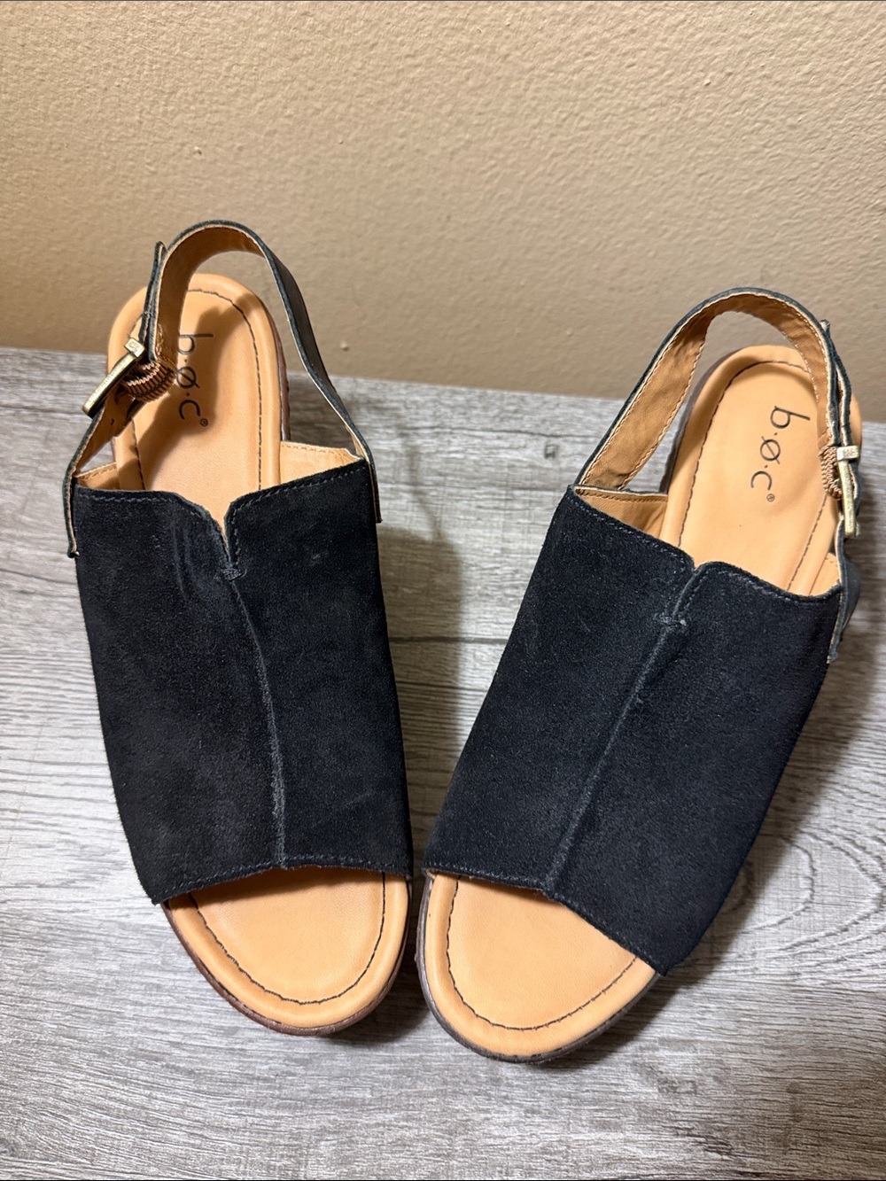b.o.c. Black Suede Open-Front Slingback Sandals